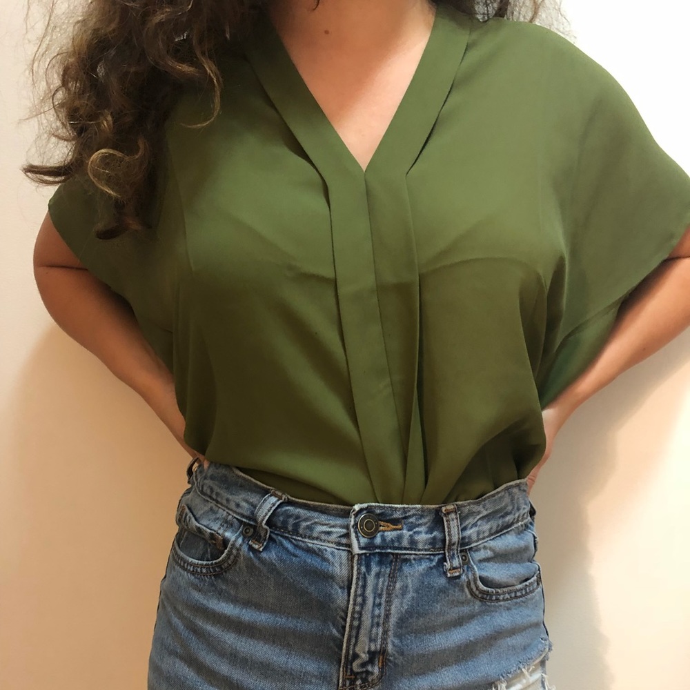 Green Flowy Blouse